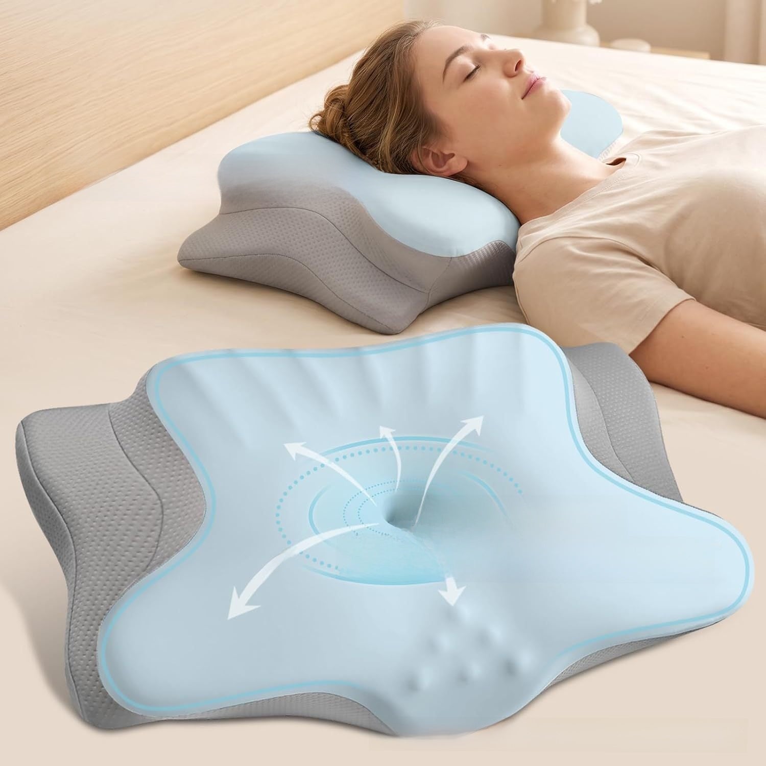 Butterfly Shape Memory Foam Cooling Neck Pillow